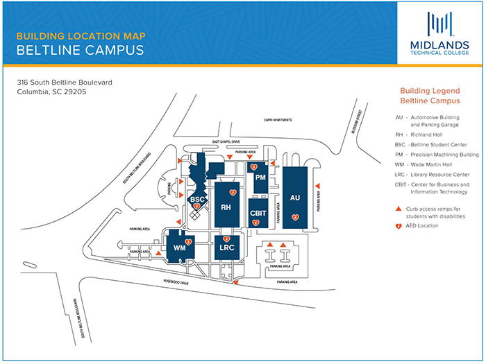 Map of Midlands Technical College Beltline Campus